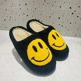 FUNKY 2021 Winter Women's Shoes New Purple Happy Face Decor Fluffy Faux Fur Smiley Shoes for Women House Female