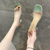Women Sandals PVC Jelly Crystal Heel Transparent Women Fashion Sexy Clear High Heels Summer Sandals Party Pumps