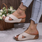Spring And Summer New Sandals Slippers Cross Slope Heels, Thick Soles, Simple Casual