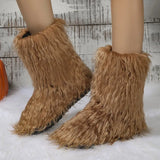 Size 2025 Autumn And Winter New Lady's Mid-Clinity Fashion Boots Lattice Boots Warmed Round