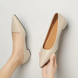 Breakj Pointed Light-Mouthed Square Heel Small Leather Shoes Women Business And Leisure Elegant Commute Single Shoes Fashion High Heels Women Four
