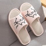 Home Slippers Indoor Soft Shoes Cartton Cat Female Slipper Linen Sole Plush Winter Woman House Cute Fashion