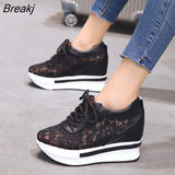 Summer New Lace Breathable Sneakers Women Shoes Comfortable Casual Woman Platform Wedge