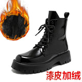 Breakj Boots Men's British Boot Men's 2023 Bright Leather Work Leather Shoes