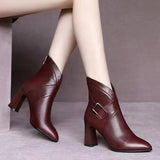 Breakj Short-Skinned Women 2025 Autumn And Winter New Pointed Fashion Boots Sexy Leather Boots Coarse Zippered