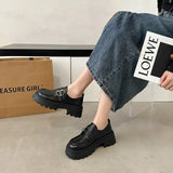 Sole Retro Metal Buckle Small Leather Shoes Female 2024 Spring And Autumn New Fashion With Black Foot Pedal British