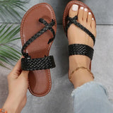 Women's braided detail slipper sandals for beach casual faux leather lace-up back flats - available in coffee, black,
