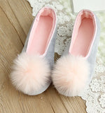 Shoes Ladies Home Slippers Warm Shoes Autumn and Winter Pink Super Cute Flat-heel Low-top Bag with One-legged Lazy