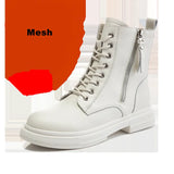 Women's Ladies Genuine Leather Female Shoes Ankle Boots Platform Lace Up Warm Winter Autumn Fur Plush
