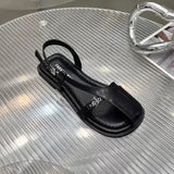 Women Sandals 2024 Luxury Designer Flat Woman Black Shoe Comfort Closed Toe Outdoor Slingbacks Shoes Leather Sandalias