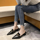 Cool Slippers Female Summer New French Chain Fashion With A Thick Heel Head Half Slippers High Heel Muller