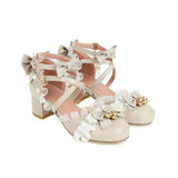 Japanese Lolita Round Head Student Cute Bow Jk High Heel Shoes Bowknot Princess Kawaii Girl Women Pumps Cos Vintage Sweet