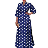 Elegant Holiday Maxi Long Dress 2022 VONDA Women Vintage Polka Dot V Neck Long Maxi Dress Casual Puff Sleeve Vestido