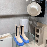 Women's Platform Boots 2022 Thick Bottom Color Avocado Green Martin Boots Casual Female Mid Chesil Boots Women Pink