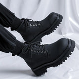 Breakj Kong Wind Tooling Boots Male Fashion Autumn New Handsome Black Locomotive Ankle Boots British Wind Martin Boots