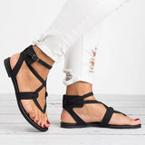 Sandals Soft Bottom Flat Sandals Pu Leather Summer Shoes Women Casual Gladiator Sandals Plus Size 43 Beach Shoes