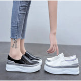 Women Slip on Loafers Ladies Sewing Platform Vulcanized Shoes Woman PU Leather Fashion Casual Footwear Female Comfort Shoe
