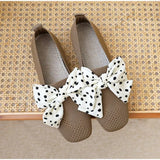 Loafers Bowknot Casual Ladies Flat Shoes Knitted Elegant Soft Soled Woman Shoes Slip On Office Woman Footwear Plus Size