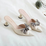High-Heeled Sandals Summer's New Pointed Bow Bow Head Women's Slippers With Thin Heels And