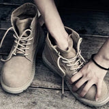 Men's Fashion British Style Winter Short Boots All-match High-Top Shoes Men's Mid-Top Tooling Boots Leather