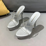 Waterproof Platform Fine Heel Buckle Ultra High Heel Women's Shoes Sandals Fashion Runway Shoes 2023 New Fashion Rhinestone