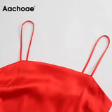 Women 2021 Summer Women Red Color A Line Mini Dress Sexy Spaghetti Strap Party Dress Female Sleeveless Backless