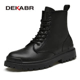 Genuine Leather Men's Ankle Boots High Top Shoes For Men Winter Fashion Male Motorcycle Footwear Snow Boots Size