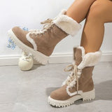 Breakj Hairy Snow Boots 2023 Winter New Retro Thick Bottom Plus Velvet Thick Bottom Mid-Bstole Martin Knight