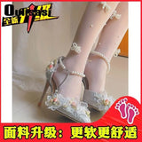 Lace Flower Single Shoes For Women With Pointy Heels In Spring And Summer 2023 Silver Super Fairy Wedding