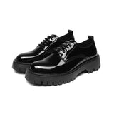 Breakj Shoes Korean Version British Wind Youth Business Shoes High Lace Up Suit Patent Leather Work Shoes