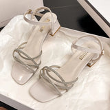 Breakj Drill Sandals In Women's Sandals 2025 Summer New Thick Heel With Buckle Fairy Wind Toess