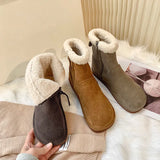 Breakj Preservation Small Warm Stove ~ Retro Flat Bottom Middle Tube Snow Boots Female 2023 New Winter Add Velvet Warm Cotton