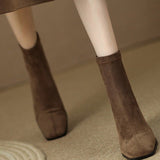 Breakj Head Thick Heel Elastic Thin Boots Female 2023 New Soft Leather High Heel Fashion Short Boots Korean French Women's