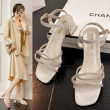 Breakj Drill Sandals In Women's Sandals 2025 Summer New Thick Heel With Buckle Fairy Wind Toess