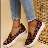 Vulcanized Sneakers Leopard Slip On Flat Wedge Platform Black High Top Suede Leather Autumn Ladies Shoes Zapatos