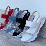 Summer Women Platform Buckle Strap Sandals Thick Bottom Casual Lady Anti-Slip Beach Shoes Sequins Footwear Sandalias