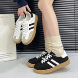 Breakj And Autumn 2025 New Korean Version Of The Round Head Tie With Color Fashion Flat Bottom Students Casual Board