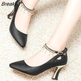 Wedding Bridal Shoes for Women Autumn Round Toe Block Heels Rhinestone Pearl Platform High Quality Pumps Woman's