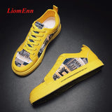 Spring Graffiti Yellow White Sneakers Women Flat Shoe Tennis Female Summer Casual Sport Vulcanized Shoes Woman basket