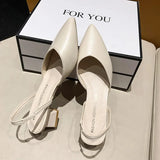 Women's Heeled Sandals Summer Fashion Sexy Pointed Toe Square Heel Candy Color Ladies Mules Shoes Party Wedding Women Pumps