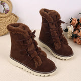 Breakj Size Snow Boots Women 2024 Autumn / Winter New Velvet And Thick Lace Warm Cotton Shoes Cotton Boots