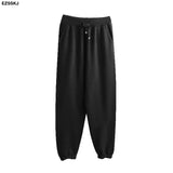 Women Elastic Waist Drawstring Trousers Thick Track warm sweater Pants Autumn Winter Sport swear Women'S Pants