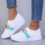 Knitting Flats Shoes for Women 2023 Autumn Fashion Chain Sports Shoes Woman Platform Slip on Socks Sneakers Plus