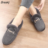 Winter Slippers Women Slides Outside Indoor Home Warm Platform Slipper Closed Back Cotton Shoes Fluffy Cashmere Lamb