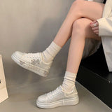 Breakj New Full Diamond Women's Shoes 2025 New Loose Cake Soles Casual Small White Shoes Women's Autumn High-Board