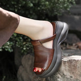 Breakj Cowflin Retro Hand-Made Leather-Bottomed Slippers Women's New Summer Wear Light-Discreed Cool