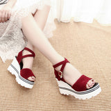 Summer New Slope Heel Rhinestone Word Sandal Women's Waterproof Platform With Platform Platform Women's