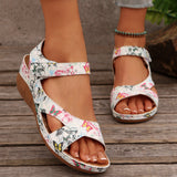 Breakj 2025 Summer Slope And Thick-Soled Sandals Women's Shoes Large-Size With Fish Mouth Magic