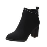 Women Shoes Sexy Ankle Boots Zipper Short Boots High-heel Fashion Pointed Square Heel Europe Shoes Woman Plus Size