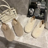 Loafers Ladies Winter Warm Ballerinas Shoes For Women Flat Heel Flats Or Slippers Two Purposes Woman Big Size